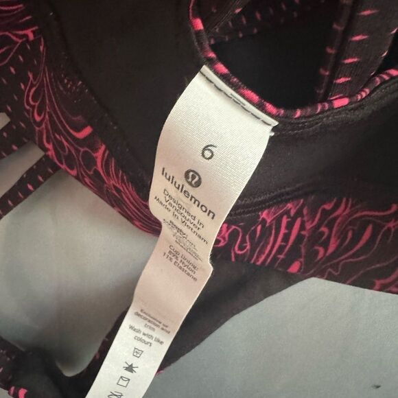 LULULEMON Energy Bra Strappy Sports Bra Black Pink Red Infinity Energy Print 6 - Picture 4 of 8
